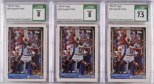 3PC 1993 Topps Basketball Shaquille O'Neil Rookie