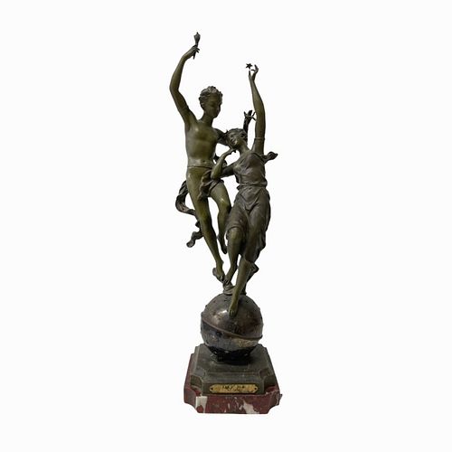 Ernest Rancoulet French Spelter Group Sculpture