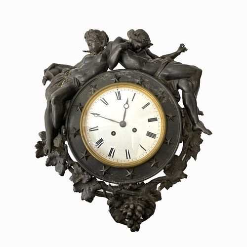 Antique Japy Freres French Metal Cartel Wall Clock