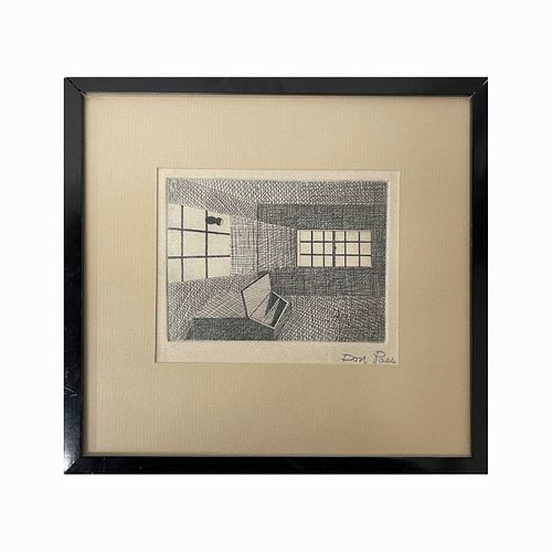 Donald Pass Signed Etching Of Interior Scene