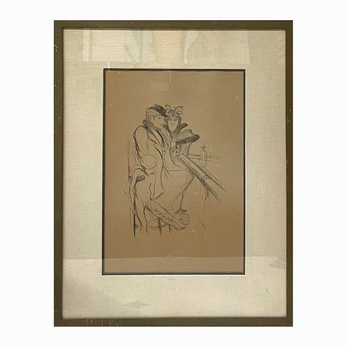 Toulouse Lautrec Charcoal Study On Paper Of Women