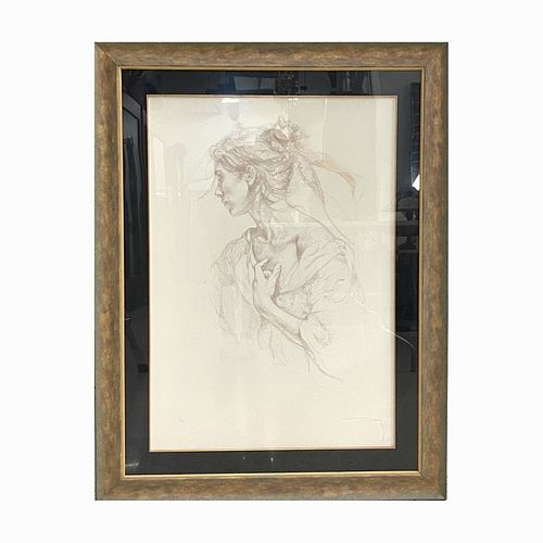 Signed Doye Portrait Study Of Woman LE Lithograph