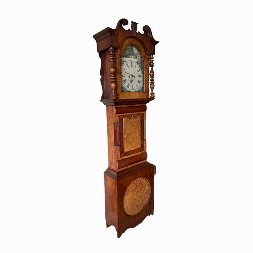 Country Style Wooden Case Burl Grandfather Clock