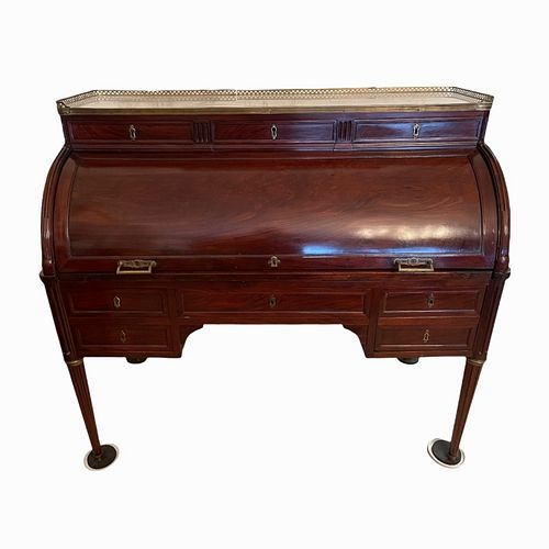 Antique Louis XVI English Mahogany Roll Top Desk