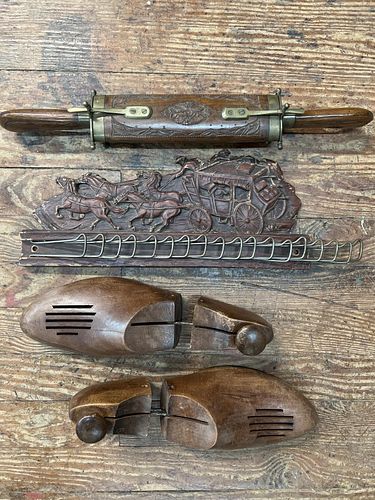 Shoe Forms, Rack, and Carving Set.