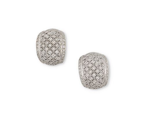 A pair of diamond bombe earrings