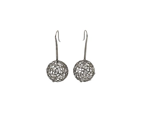 A pair of spherical openwork diamond earrings