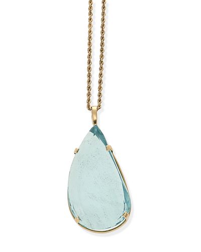 A fancy-cut aquamarine necklace
