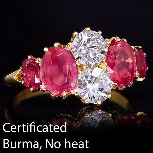 CERTIFICATED RUBY, PINK SAPPHIRE AND DIAMOND DRESS RING