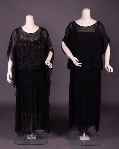 TWO BEADED SILK GEORGETTE EVENING DRESSES, 1920s