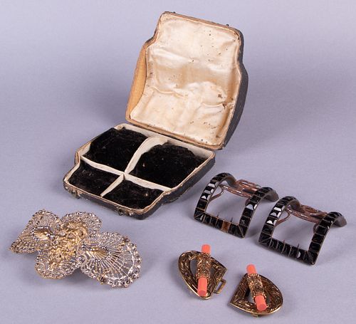 THREE DECORATIVE SHOE & BELT BUCKLES, 1750s-EARLY 20TH
