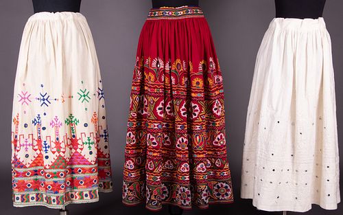 THREE EMBROIDERED SKIRTS, INDIA, MID 20TH C