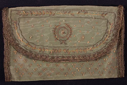 DECORATED PERSONAL ENVELOPE POUCH, CONTINENTAL, 18th C