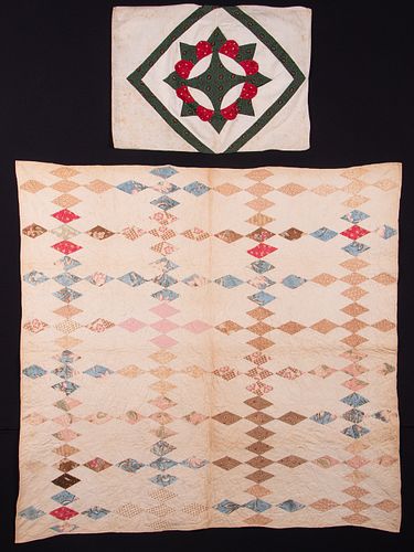 ONE PILLOW SHAM & ONE QUILT, 1840-1860s
