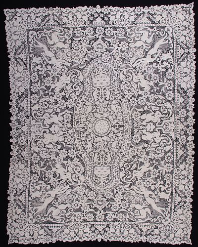 BURANO LACE TABLE COVERING, EARLY 20TH C