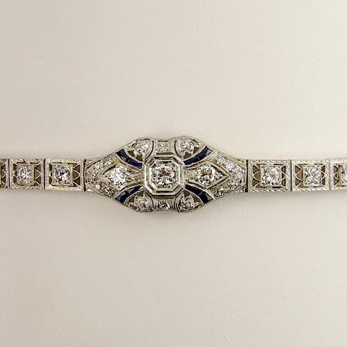 Lady's Art Deco Approx. 3.0 Carat Old European Cut Diamond Bracelet.