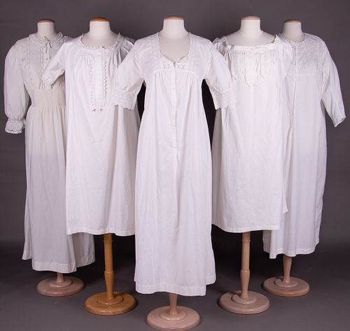 FIVE NIGHTGOWNS, 1860s-EARLY 20TH C