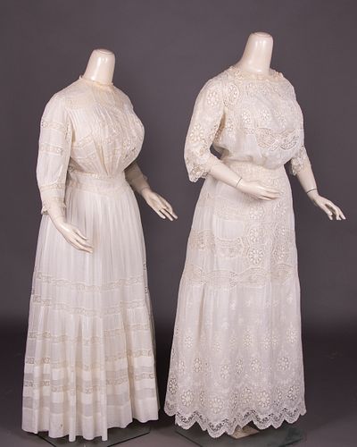 TWO MONOBOSOM TEA DRESSES, 1900s