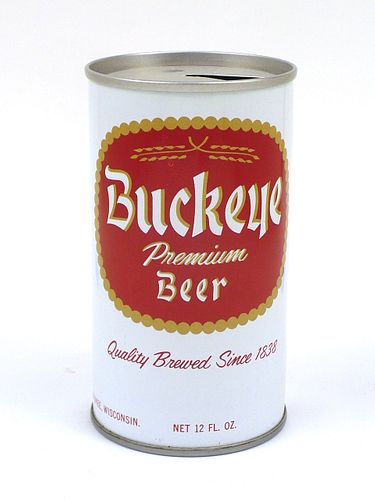 1974 Buckeye Premium Beer 12oz Tab Top Can T47-15, Milwaukee, Wisconsin