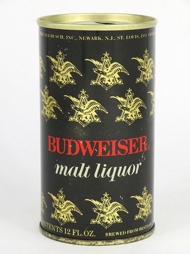 1971 Budweiser Malt Liquor 12oz Tab Top Can T49-20, Newark, New Jersey