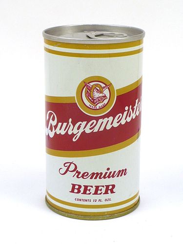 1968 Burgemeister Premium Beer 12oz Tab Top Can T50-16, Warsaw, Illinois