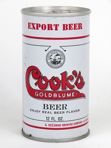 1972 Cook's Goldblume Beer 12oz Tab Top Can T56-40, Evansville, Indiana