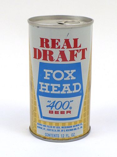 1970 Fox Head "400" Beer 12oz Tab Top Can T66-01, Newport, Kentucky