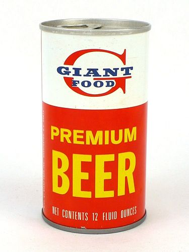 1973 Giant Food Premium Beer 12oz Tab Top Can T68-11, Hammonton, New Jersey