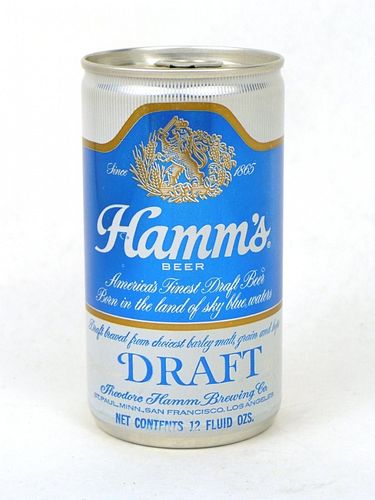 1970 Hamm's Draft Beer 12oz Tab Top Can T72-13, Los Angeles, California