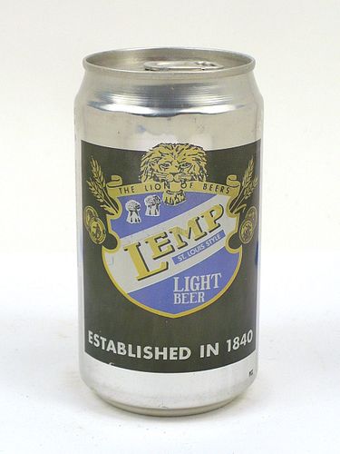 1990 Lemp Light Beer 12oz Tab Top Can No Ref., Evansville, Indiana