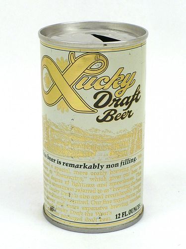 1972 Lucky Draft Beer 12oz Tab Top Can T89-33, San Francisco, California