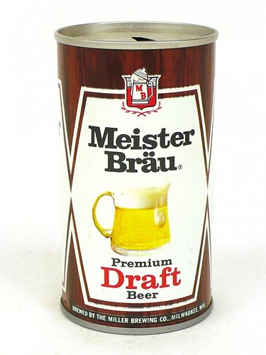 1972 Meister Brau Draft Beer 12oz Tab Top Can T92-32, Milwaukee, Wisconsin