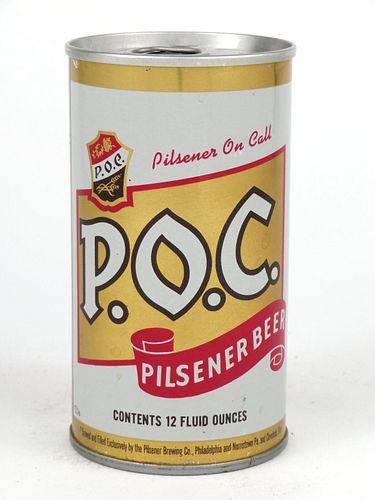 1973 P.O.C. Pilsener Beer 12oz Tab Top Can T109-40, Philadelphia, Pennsylvania