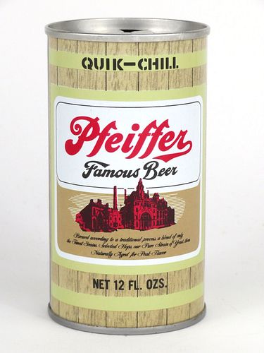 1967 Pfeiffer Famous Beer 12oz Tab Top Can T108-11.2, Evansville, Indiana