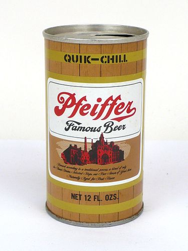 1971 Pfeiffer Famous Beer 12oz Tab Top Can T108-11.1, Evansville, Indiana