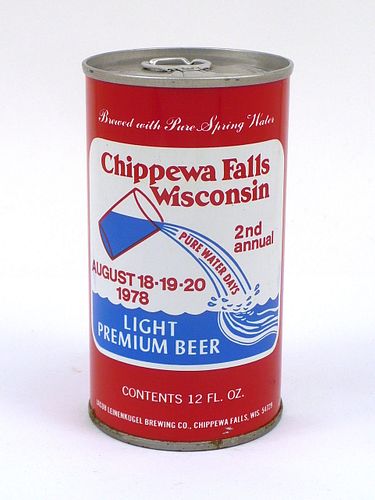 1978 Pure Water Days #2 Beer 12oz Tab Top Can T55-08, Chippewa Falls, Wisconsin