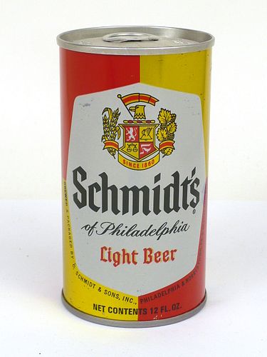 1972 Schmidt's of Philadelphia Light Beer 12oz Tab Top Can T122-27, Philadelphia, Pennsylvania