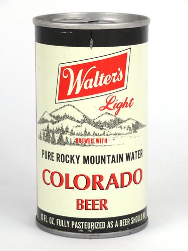1971 Walter's Light Colorado Beer" 12oz Tab Top Can T133-25, Pueblo, Colorado