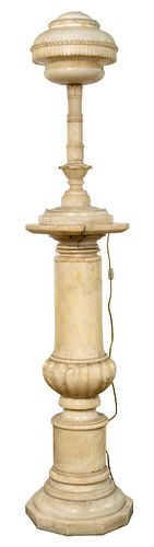 Alabaster Lamp and Italian Marble Base