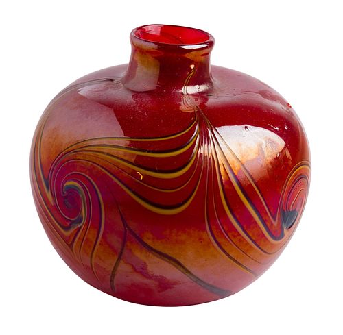 Louis Comfort Tiffany Red Favrile Vase