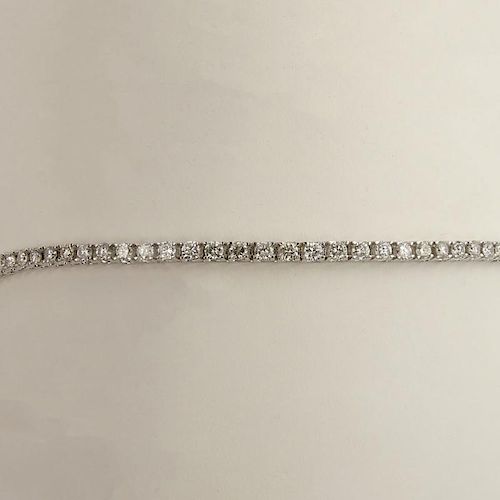 Lady's Approx. 7.0 Carat Round Cut Diamond and 14 Karat White Gold Line Bracelet.