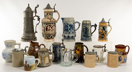 Ceramic and Glass Beer Stein Assortment