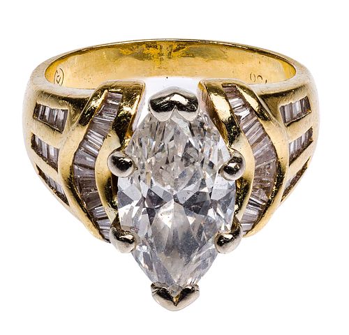 18k Gold and 3.03 Carat Diamond Engagement Ring
