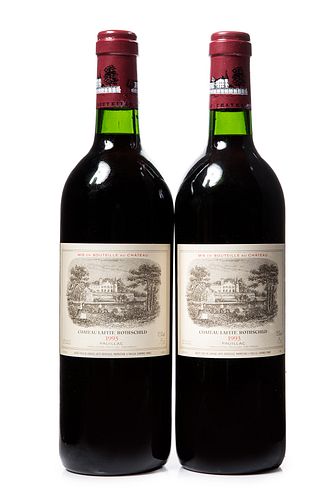 Two bottles of Château Lafite Rothschild, vintage 1993. 
Category: red wine. Pauillac, Bordeaux.