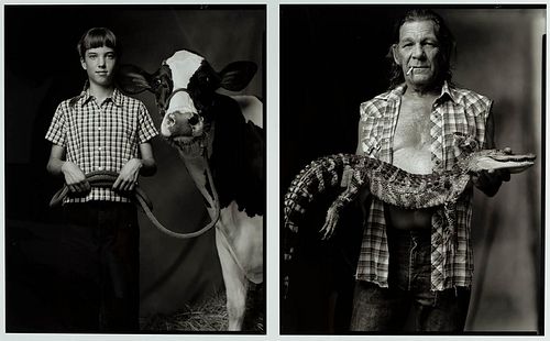 MARK LAITA (Detroit, 1960). 
"County Fair Livestock Show Contestant, Sara Von Berger, Salina, Kansas, August 8, 2003 / Cajun Man with Alligator, Charl