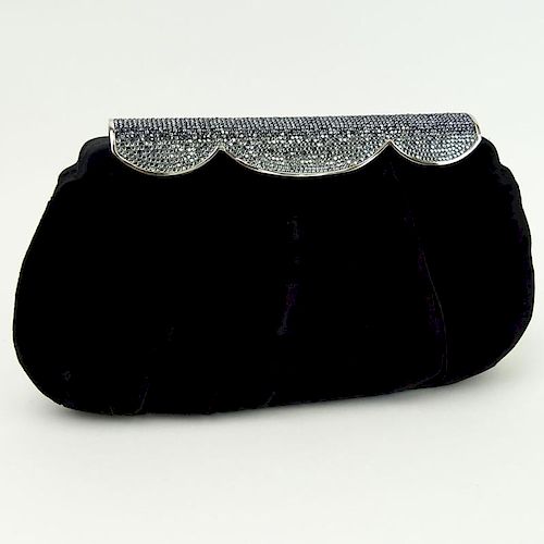 Judith Leiber Velvet and Crystal Evening Clutch with Shoulder Chain.