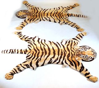 Pair of Contemporary Woven Wool Tiger-Shaped Rugs