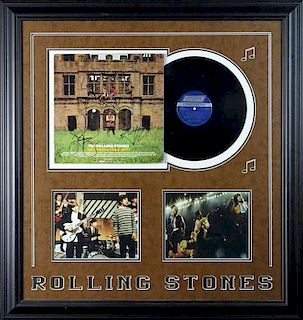 Framed Rolling Stones Memorabilia Including Photos and "Hot Rocks"