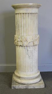 19th Cent Classical Marble Pedestal with Fluting &