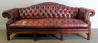 Leather Wing Arm Chesterfield Style Sofa